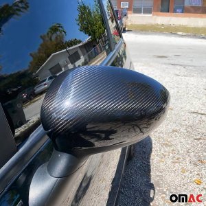 Fiat 500 Mirror Covers - Omac - Carbon Fiber 2012-2019
